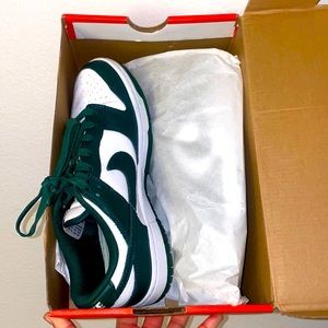Michigan state low dunks size 8.5 green